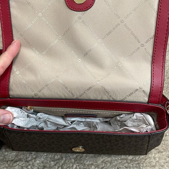 Michael Kors Crossbody Bag and Wallet in Brown Red Metallic New - Picture 4 of 8